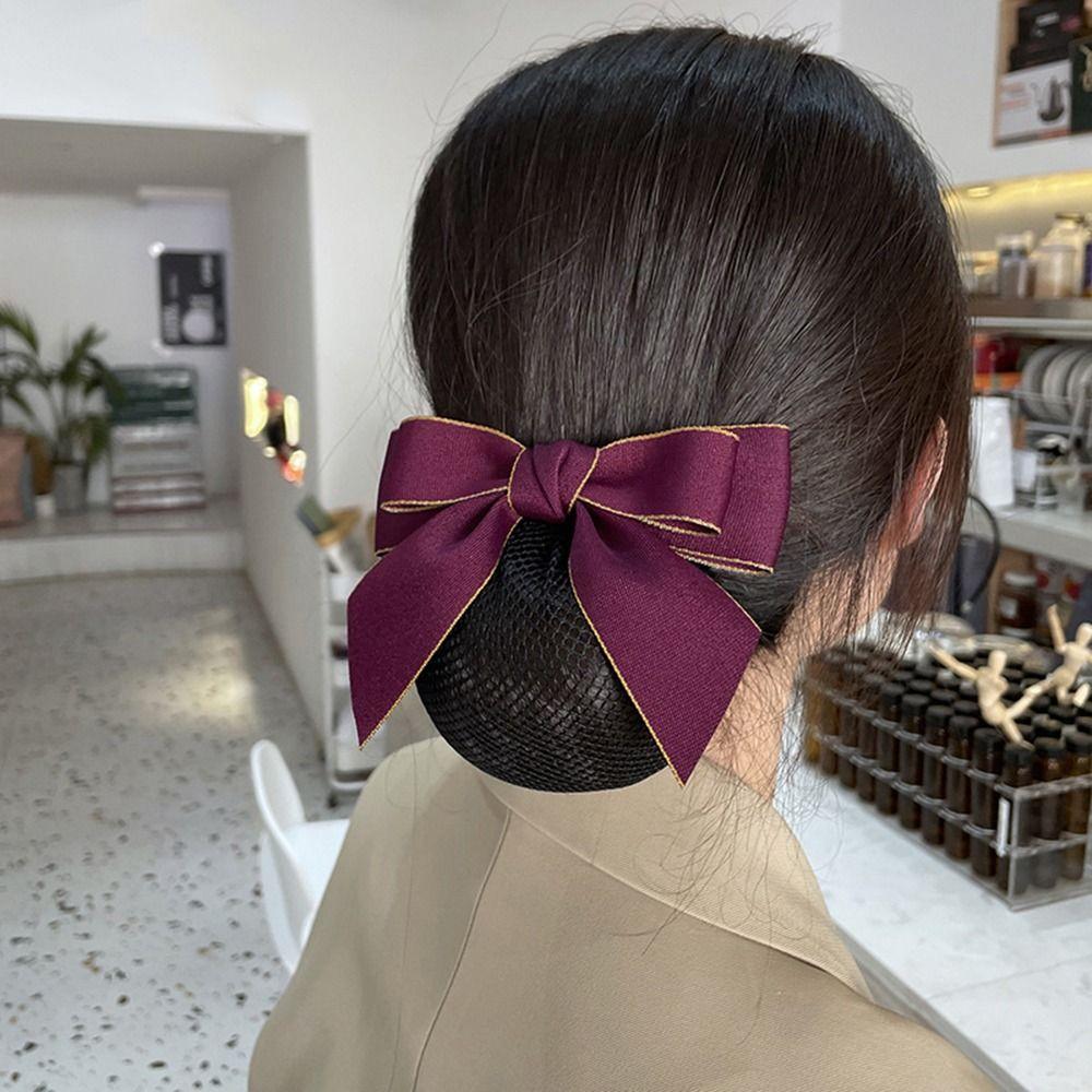 For Girls Nurse For Female Bow Spring Clip Ponytail Clip Korean Bun Snood Hairgrips Cover Net