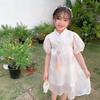 Girls Summer Thin Modified Cheongsam Dress Chinese Hanfu Mesh Princess Skirt Kids Elegant Traditional Party Gown