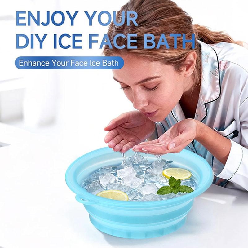 Silicone Face Bowl for Ice with Built-In Icetray Portable Ice Bowl for Face Foldable Face Ice Bath Bowl for Cold Therapy