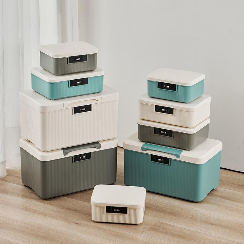 Creative Locked Storage Box Household Valuables Storage Bins Bedroom Password Organize Box Modern Home Organization Accessories