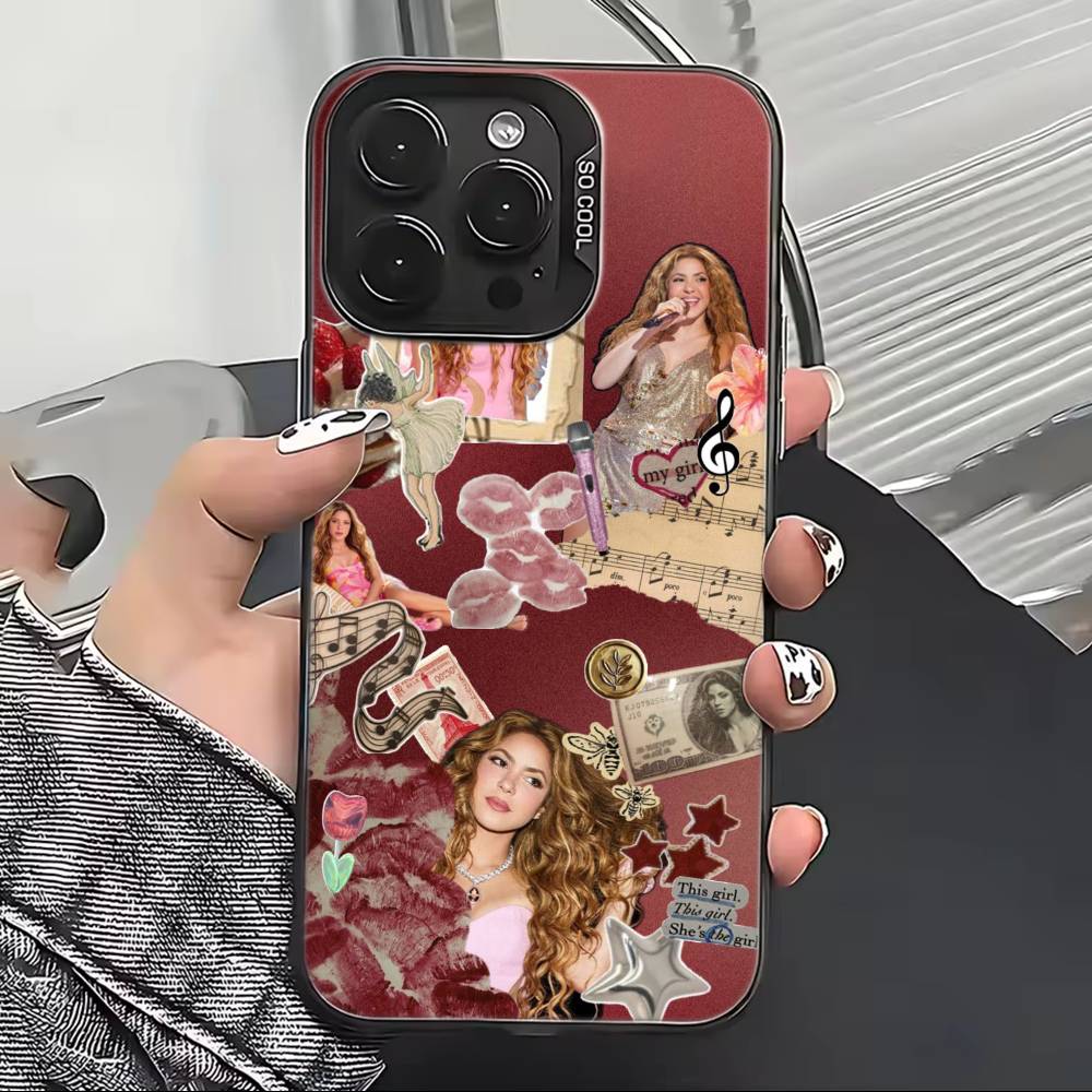 Singer S-Shakira Mode Handyhülle Für iPhone 17,16,15,14,13,12,11 Plus,Pro Max,XS,Farbige Silberbeschichtete Innenabdeckung