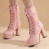 Stivaletti scarpe da donna 2026 Primavera e Autunno stivali Lolita tacco spesso piattaforma impermeabile tacchi alti