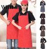 Tablier de cuisine imperméable Bib de nettoyage Design rayé Polyester réglable Coton avec poches à outils Porte-stylo de pâtisserie pour hommes Femmes Résistant aux taches d'huile