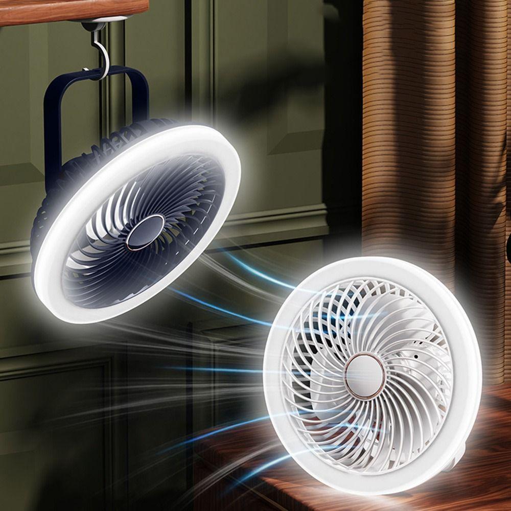 Adjustable Ceiling Fan with LED Lamp Remote Control Portable Air Cooler LED Lantern Fan  Table Top