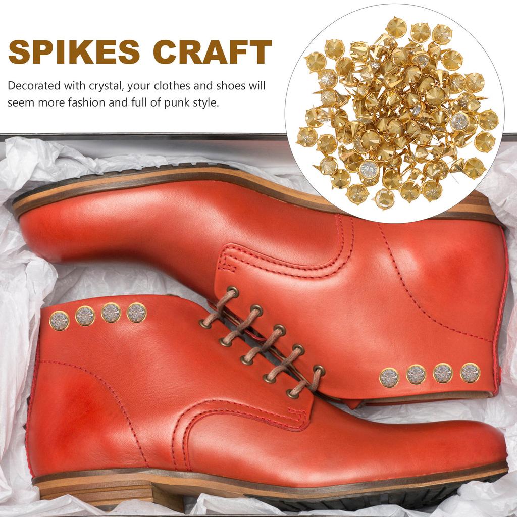 100Pcs Sturdy Crystal Claw Rivets for DIY Bag Accessories Shoes Rivet Kit Clothing Decoration Punk Fashion Metal Studs Crafting