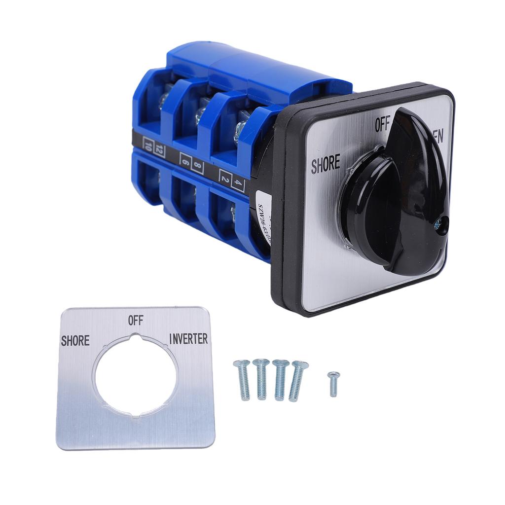 63 Amp Manual Transfer Switch 3 Position Shore Off Gen Selector Switch 12 Terminals for RVs Trucks Ships Boat