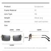 Fashion Rimless Rectangle Sunglasses Women Men Alloy Trendy Brand Small Square Sun Glasses Gradient Black Lens Shades UV400