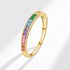 Women Square Rainbow Zircon Ring Personalized Colorful Gemstone Band Fashion Jewelry Accessory Elegant Finger Ring