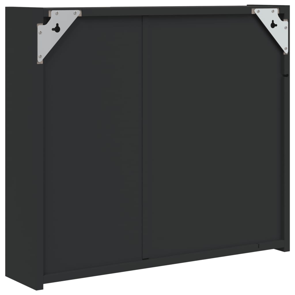LED Lighted Mirror Cabinet Black 60 X 13 X 52 Cm