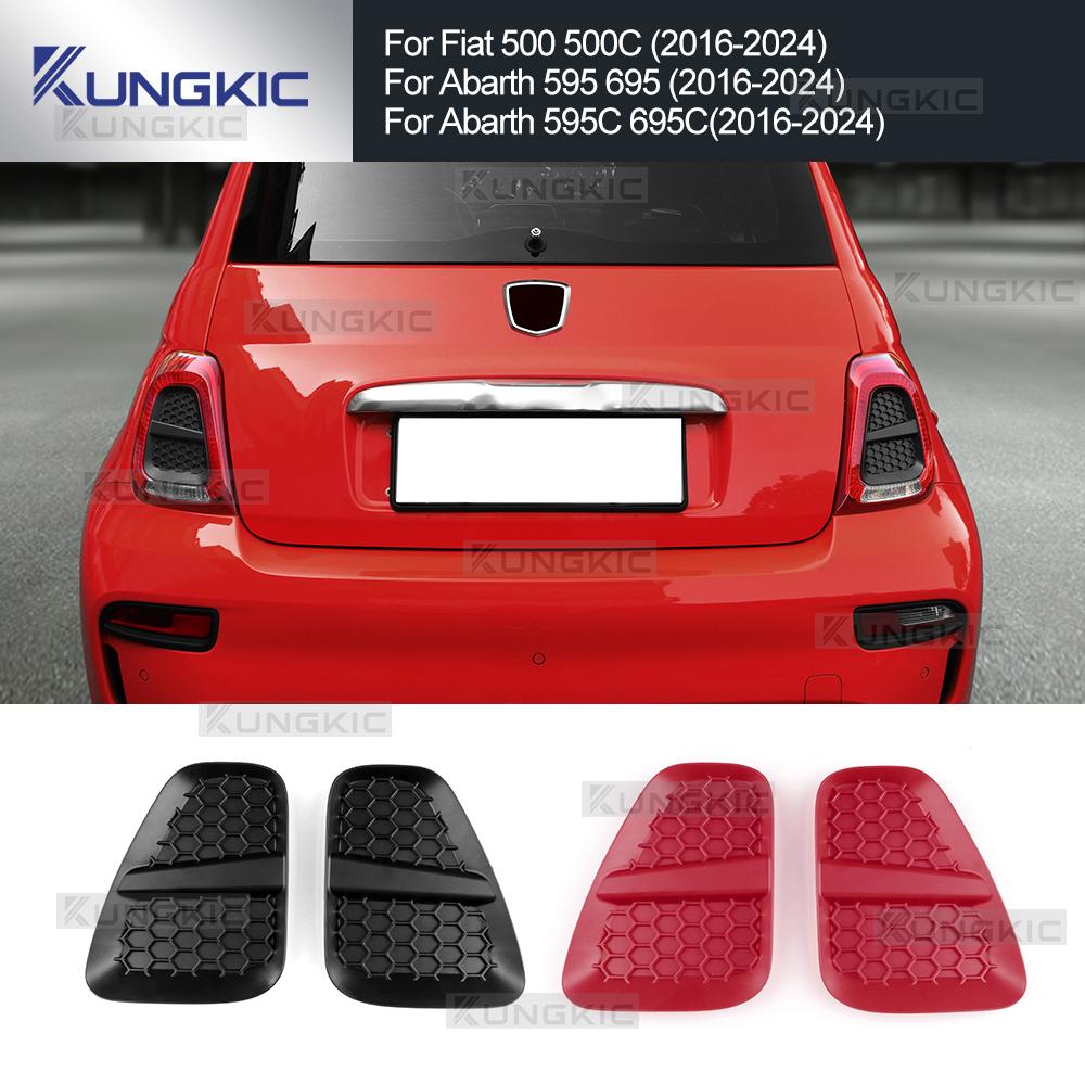 ABSFor Fiat 500 500C & Abarth 595 695 595C 695C 2016 2017-2024 Rear Tail Light Lamp Cover Trim 1 Pair Fit Exterior Accessories
