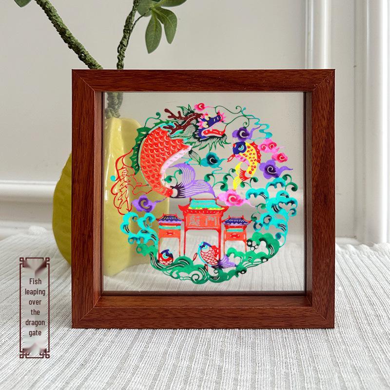 Xianci Double-Sided Transparent Frame: A4 Paper-Cut Calligraphy Fu Character Display Stand
