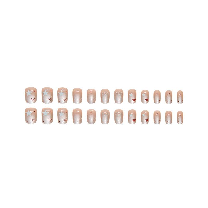 24 Stück Niedliche Nailart-Tabletten Klein Frisch Nagelaufkleber Tragen Nagel Abnehmbar Liebe Schleife Sterne Klein Kurz T Nailart