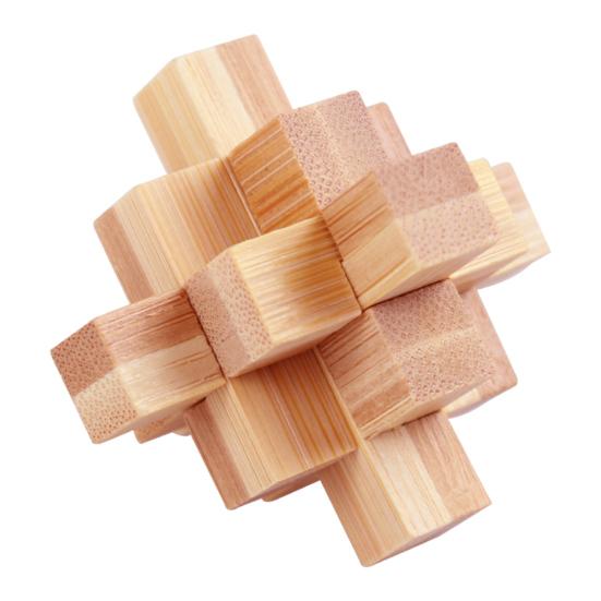 Wooden Brain Teaser Puzzle Toy IQ Test Logic Training Luban Kong Ming Lock Kids Adults Bamboo 3D Burr Puzzle Interlock Unlock Game Educational Toy