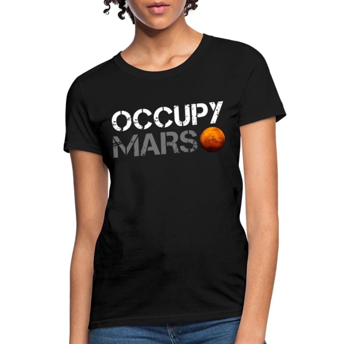 Occupy Mars Space Planet Nerdy Women s T-Shirt XL