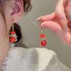 Silver Needle Sparkly Rhinestone C-shaped Christmas Snowman Pendant Stud Earrings – Elegant Light Luxury for Women