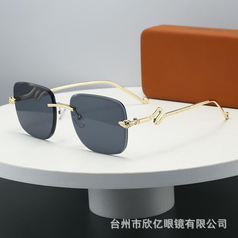 New designer snake glasses legs personalized retro frameless sunglasses women's gradual change of color fashion trend sunglasses