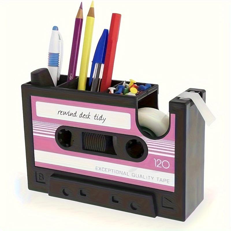 Retro Cassette Distributor with Pen Holder - Retro Office Supplies Storage Box