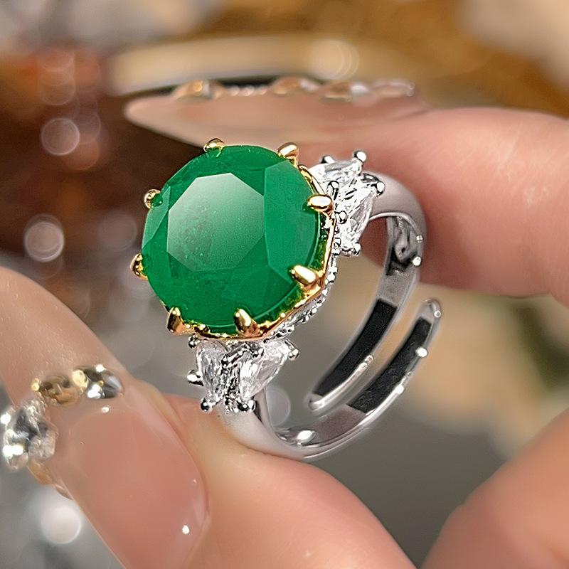 Кольцо Ювелирное изделие Цветное Сокровище Круглое Тяжелая Промышленность Роскошное Инкрустированное Кольцо Женское Двухцветное Позолоченное Кольцо