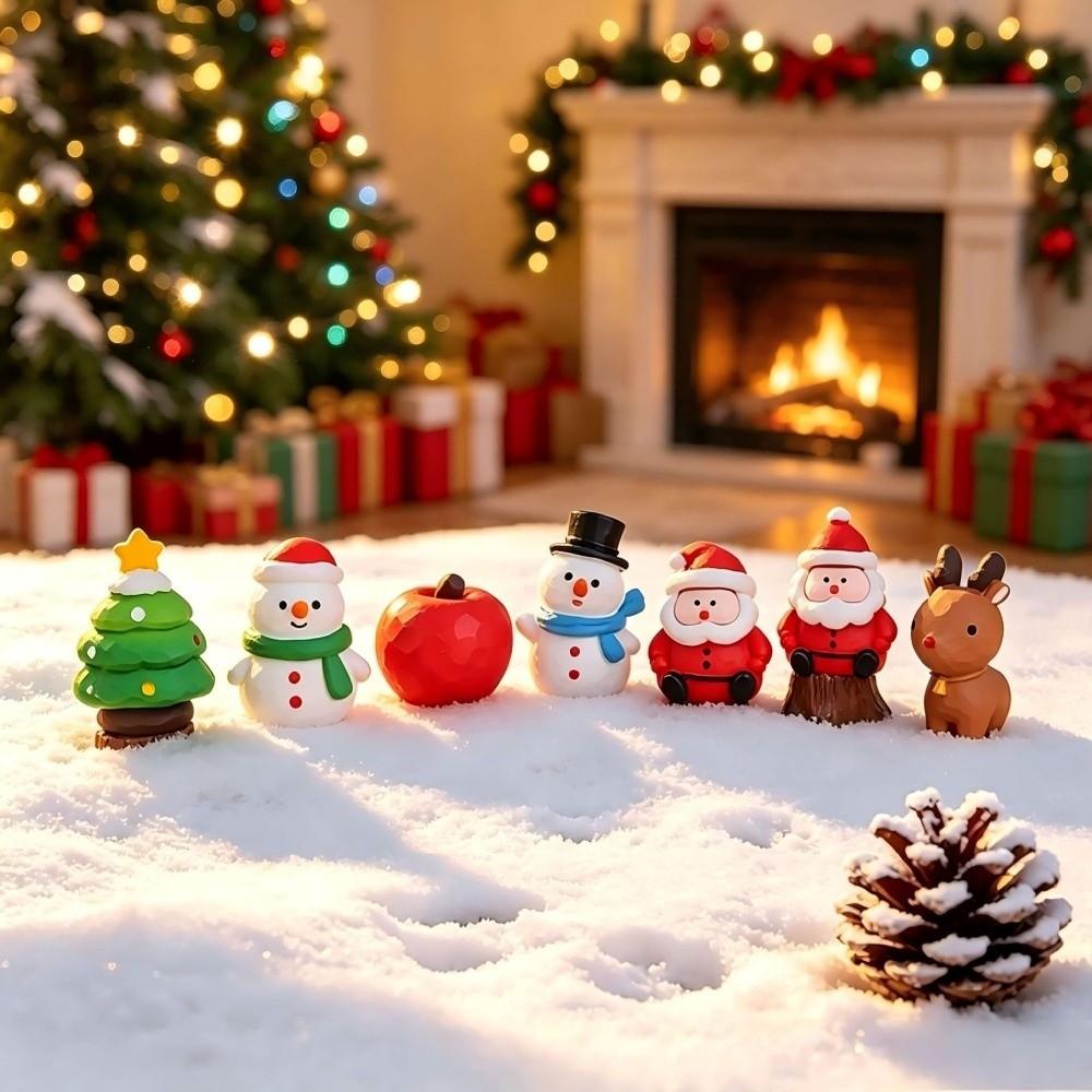Cute Christmas Decorations Small Size Miniature Ornaments Mini Resin Figurines  Desktop Decorations
