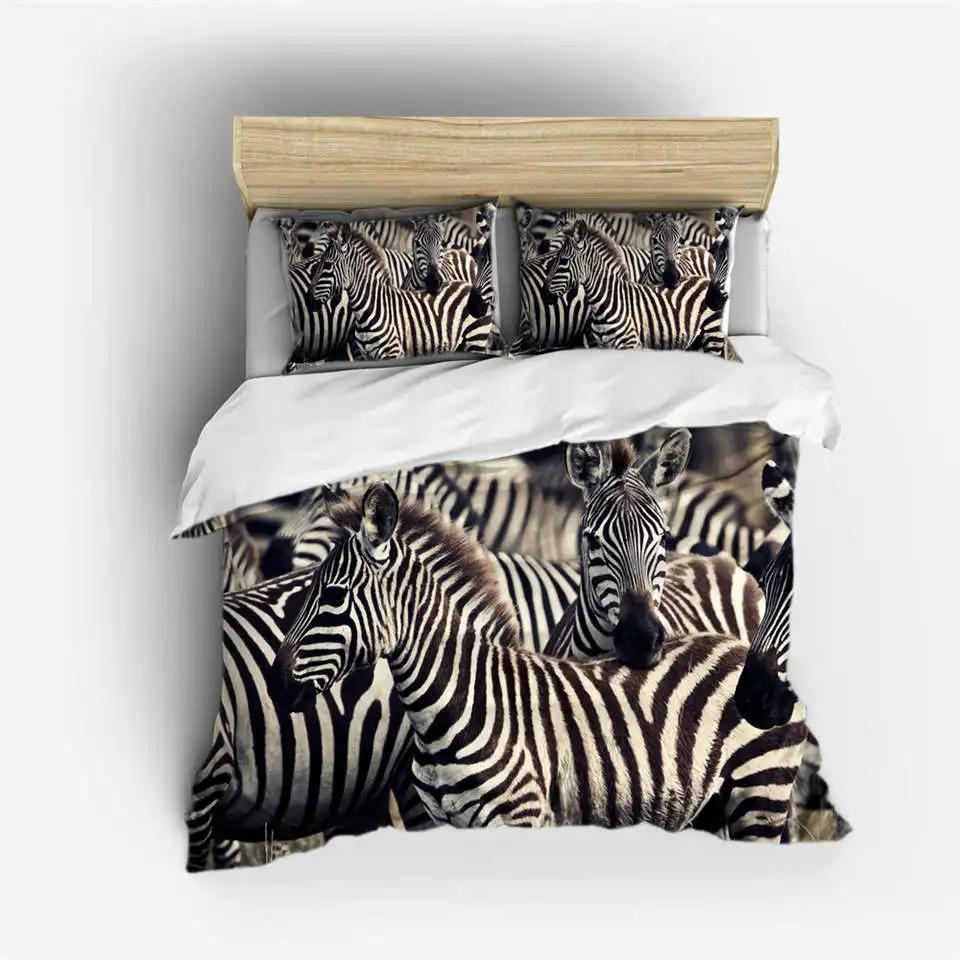 3D Animal Bedding Set Quilt Cover Zebra Pattern Duvet Cover With Pillowcases Full Queen King Soft Comforter Cover Home Textile