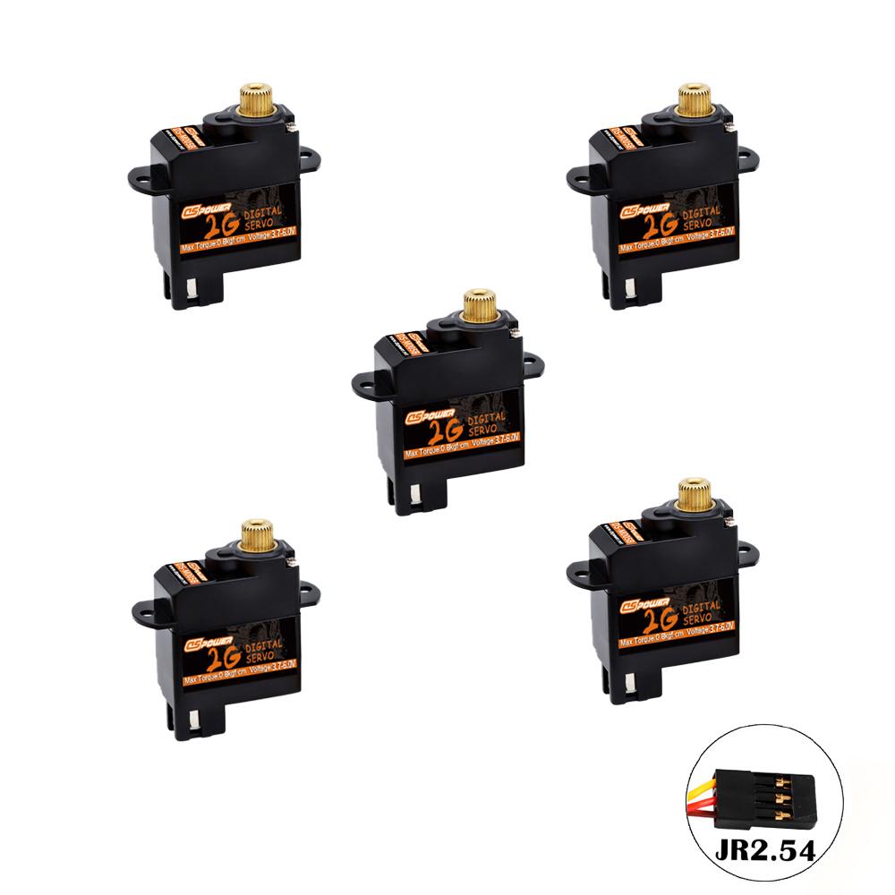 DSPOWER 1/5/10PCS 2G Micro Metal Gear Digital Servo Mini Motor for RC Car Airplanes Fixed-wing Helicopter Boat Duct Plane Robot