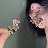 18k Flower Fringed Earrings Exquisite Light Luxury High-end Stud Earrings Temperament Earrings Women