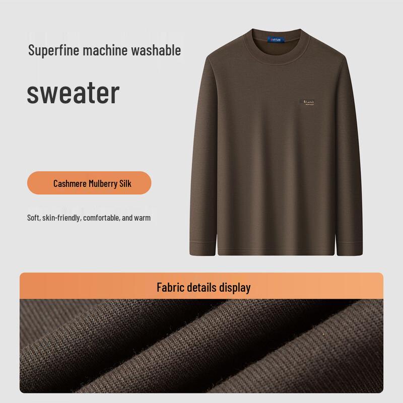 MONTAGUT Men's Cashmere & Silk Blend Round Neck Pullover