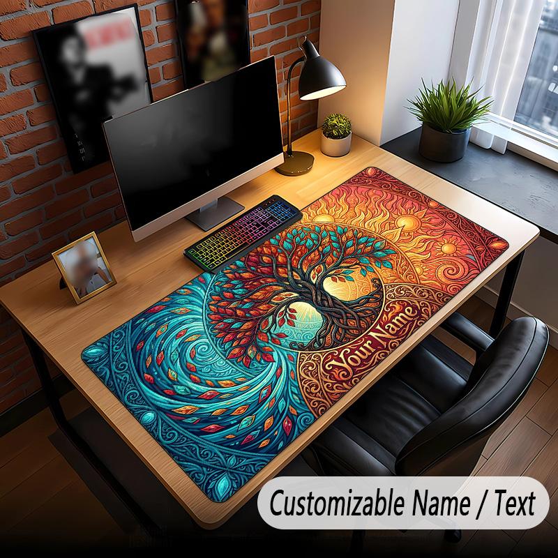 Tree of Life Theme Custom Mouse Pad Personalized With Name Text Customized Desk Mat For Office Home Decor