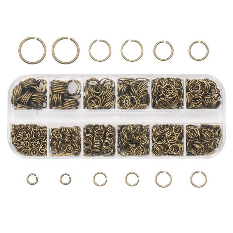 1050 Stück farbig plattierte offene Biegeringe, eine Box, 3, 4, 5, 6, 7, 8, 10 mm, 7 Farben, Spaltringe, Verbindungsstücke für DIY-Schmuckherstellung