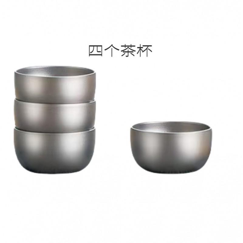 Portable Titanium Tea Set 8-Piece Camping Travel Kit With Canister 4 Cups Modern Minimalist Outdoor Gear
