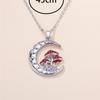 Female Red Enamel Moon Mushroom Pendant Necklace Vintage Silver Color Wedding Jewelry For Women
