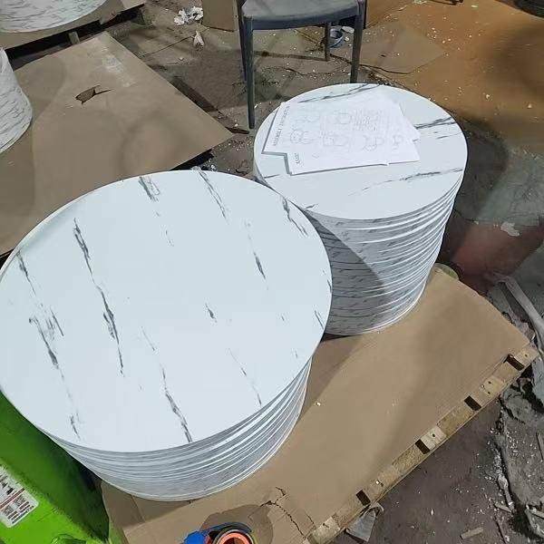 Compact Wrought Iron and Particleboard Coffee Table with Sintered Stone Surface