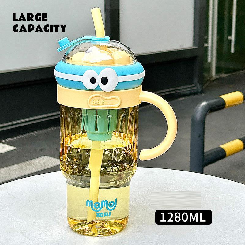 1280ML Summer Large-Capacity Cute Ice Cup Fresh and Simple Girls Children's Straw Plastic Cup