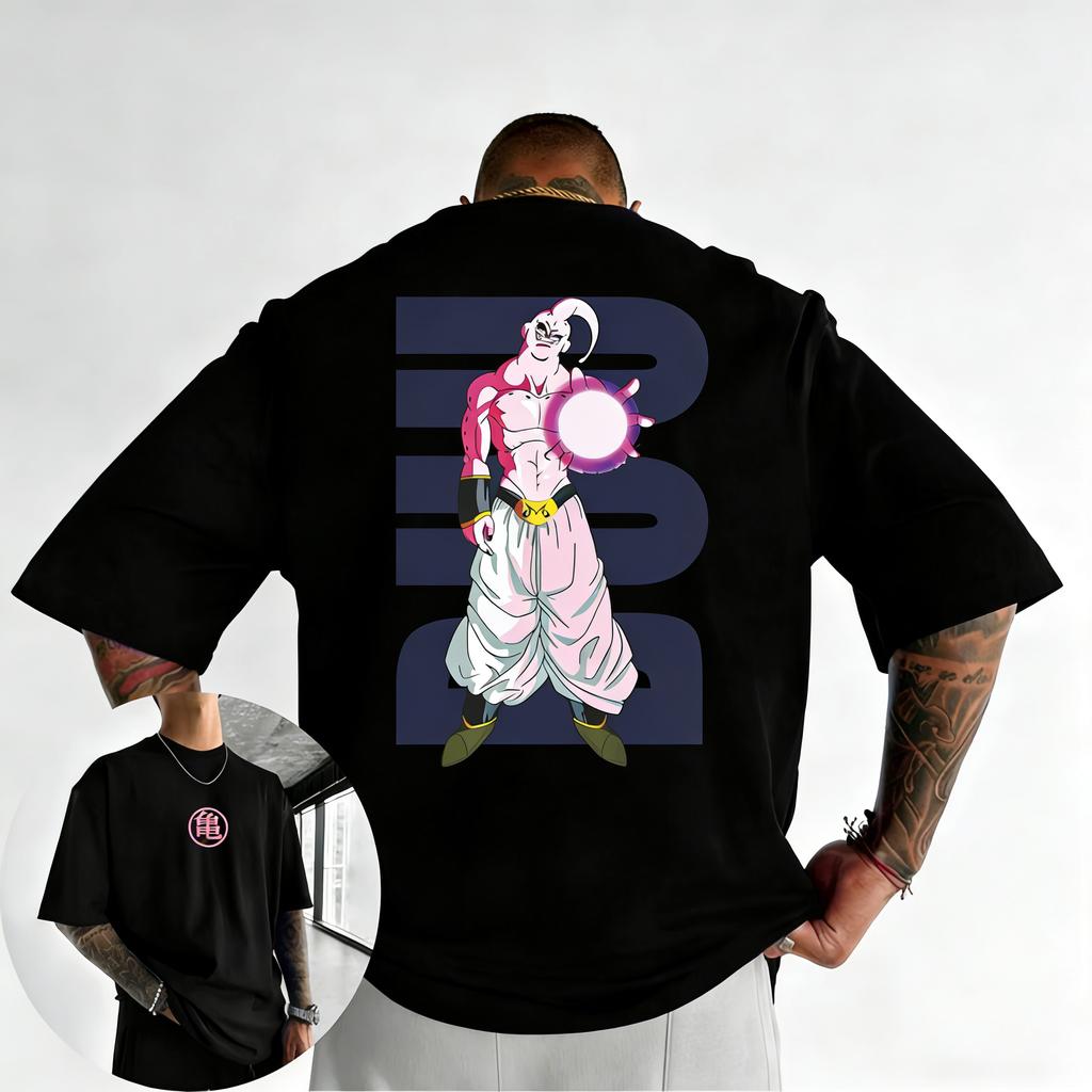 Dragon Ball Trendy Hot Items Anime Tshirt Summer New Majin Buu Front and Back Printed Men and Women Street Hiphop Casual Top