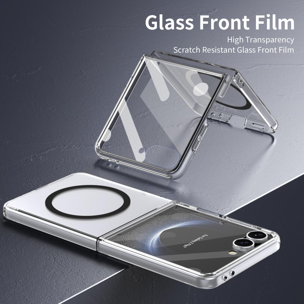 Luxury HD Clear Magsafe Magnetic Fold Phone Case for Samsung Galaxy Z Flip 7 6 5 4 with Screen Protector Wireless Charge Cover