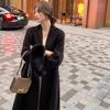 Eleganter Wollmantel im Hepburn-Stil mit Fuchsfell-Bündchen für Herbst/Winter Damenmode