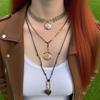 Personality Trend Ins Wind Multi-layer Stacked Chain Geometric Alloy Badge Pendant Necklace Cool Girl Style