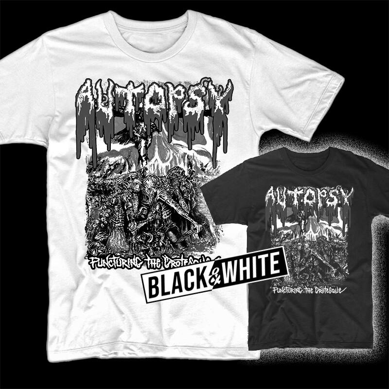 Autopsy Puncturing The Grotesque t-shirt album NERO BIANCO taglie S-5XL