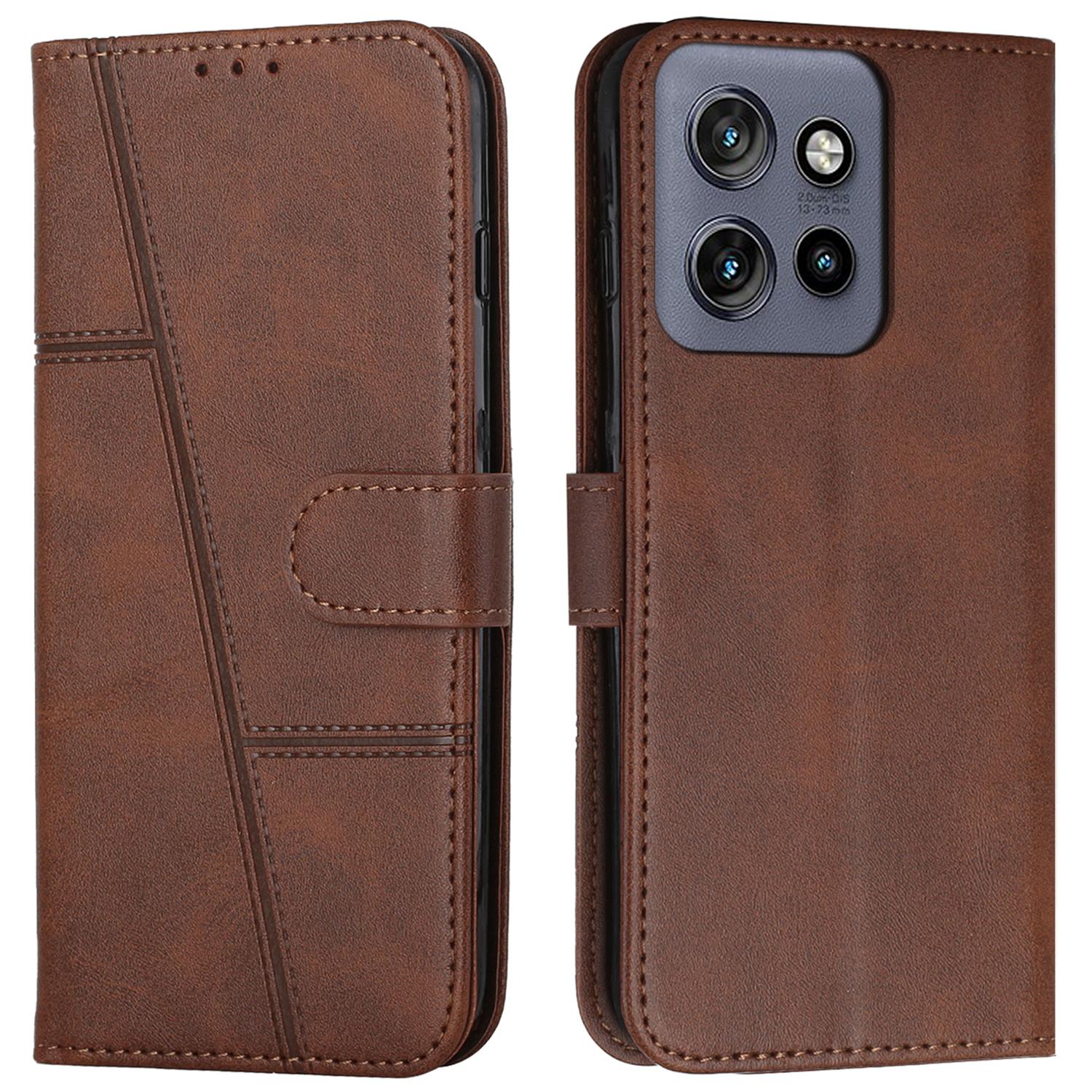 

For Motorola Edge 50 Neo 5G/Moto S50 5G/Thinkphone 25 5G Case Stand Flip Protective Leather Phone Cover Brown