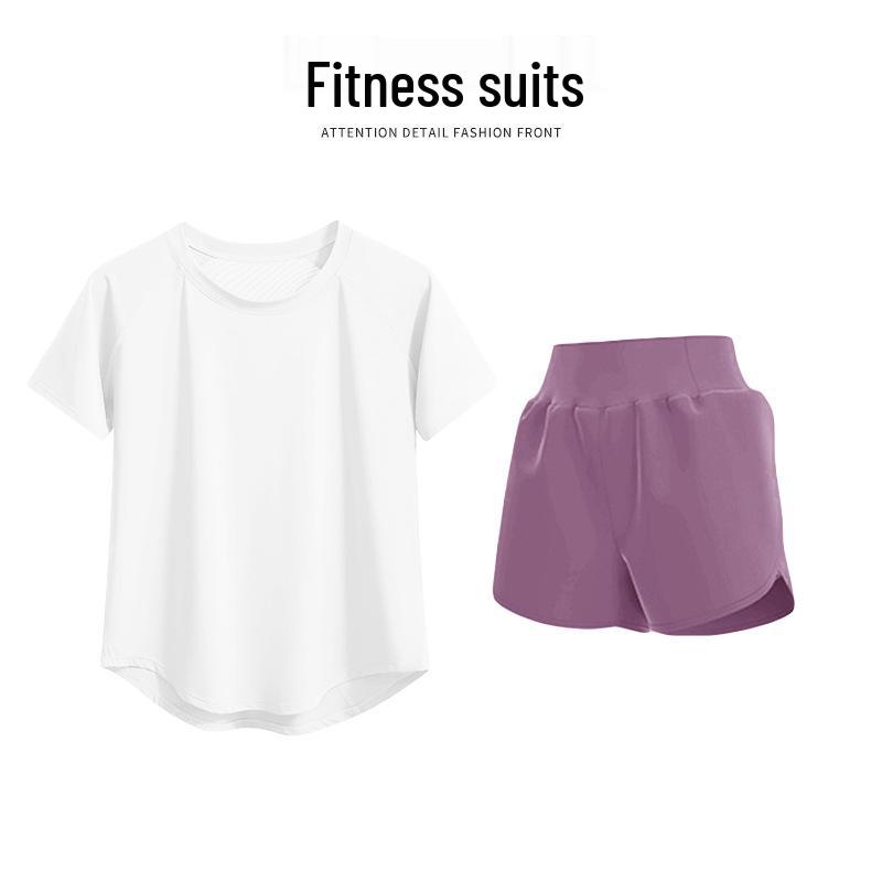 Women's Quick-Dry Mesh Yoga & Running Set: Breathable Short Sleeve Top
