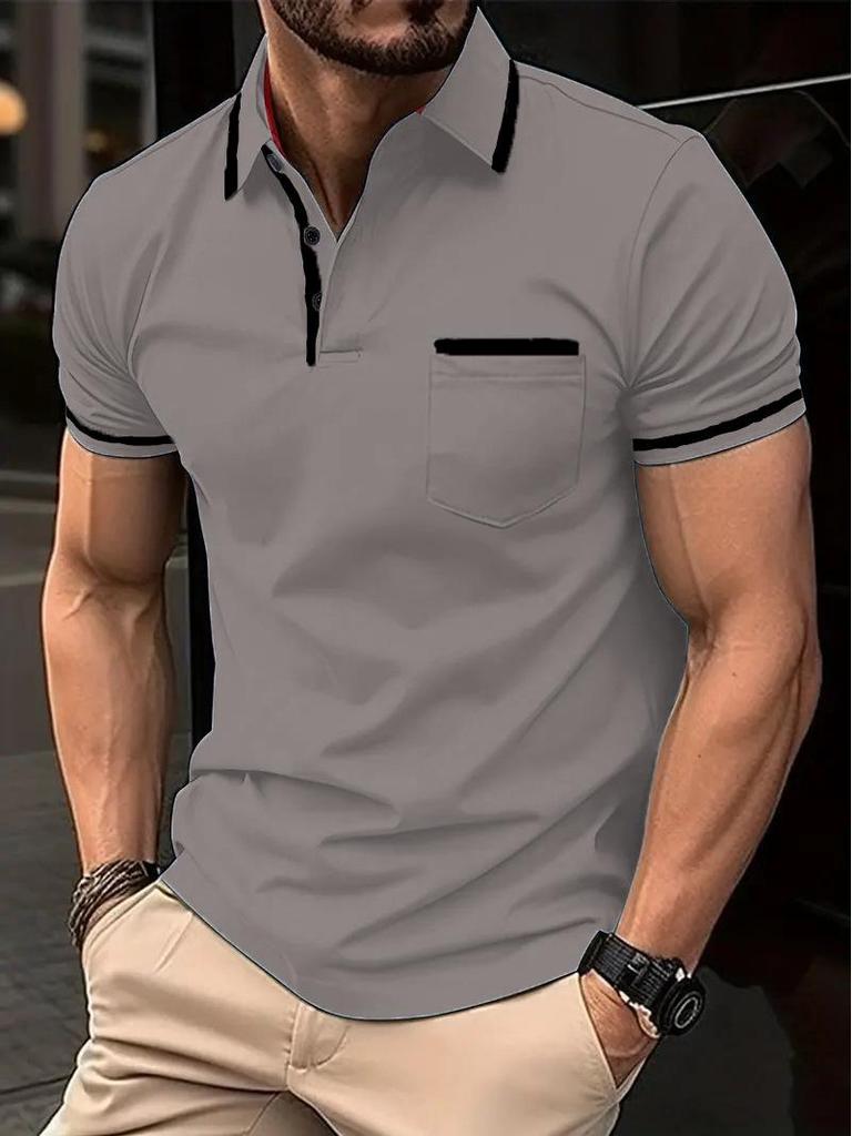 2026 Summer Men's Sports Polo Shirt with Button Pocket