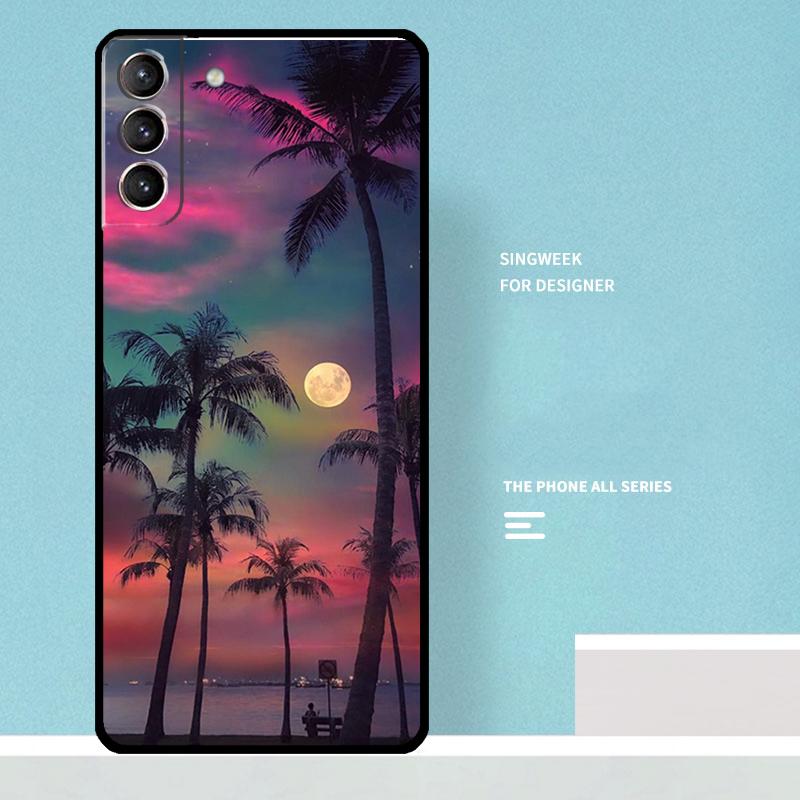 Stars Space Palm Trees Case For Samsung Galaxy S24 Ultra S20 S21 S22 S23 S25 Ultra S9 S10 Plus S25 FE Phone Cover