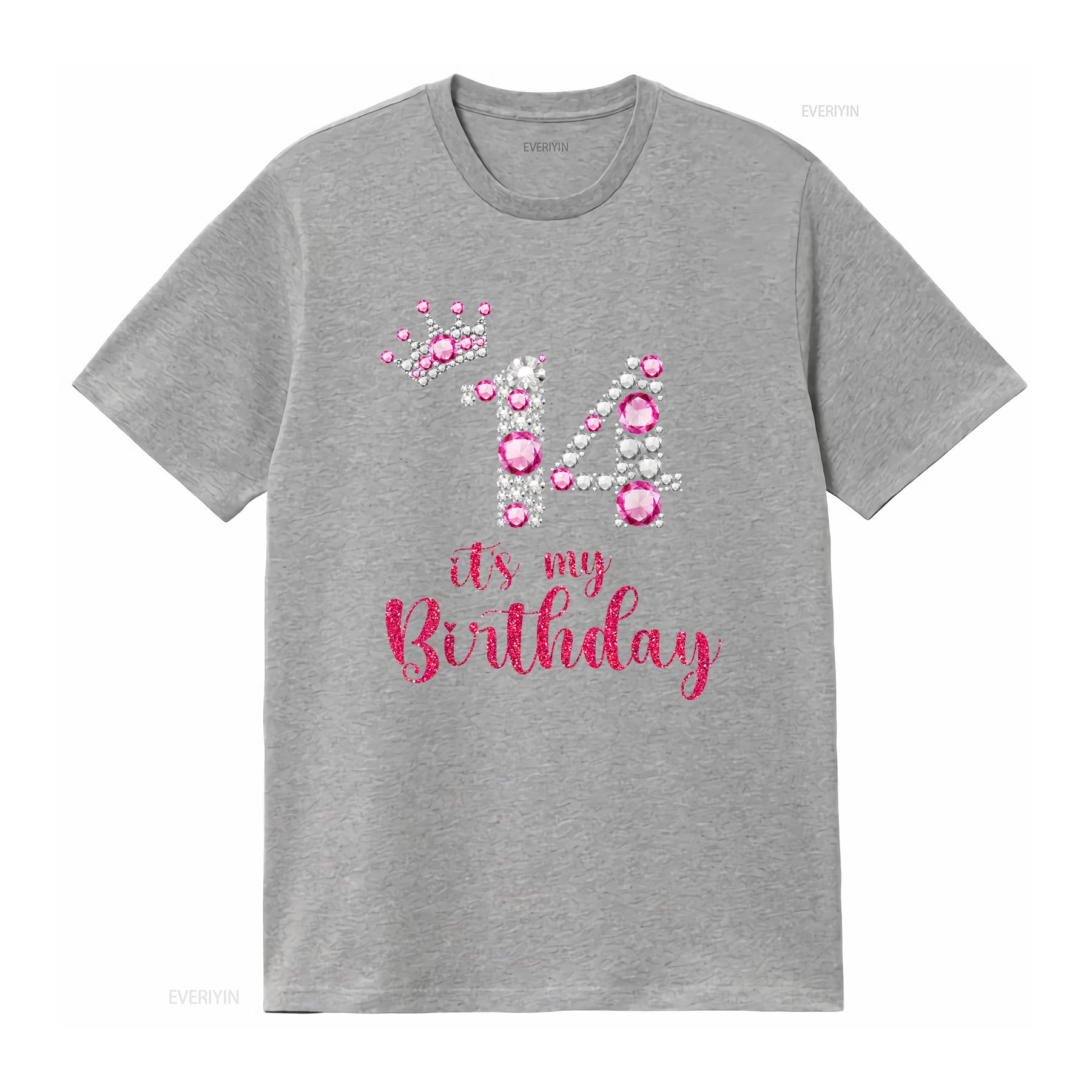 14 It s My Birthday 14th Years Old Bday T Shirt vintage Washed Unisex Versatile Soft Stretched Breathable graphic Casual S