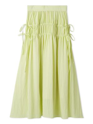 Side Ribbon Gathered Flare Skirt FWFS251067LIME1