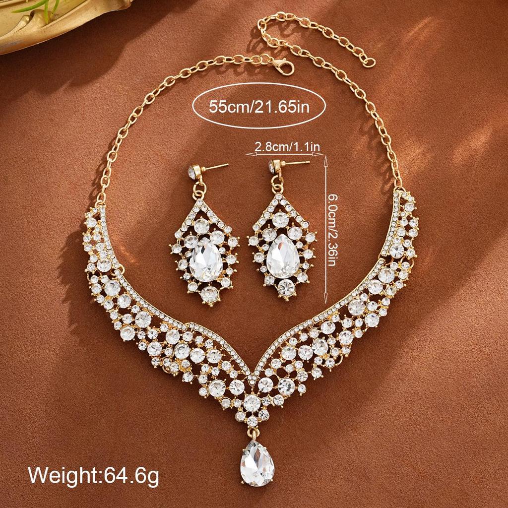 Vintage Luxury Crystal Necklace & Earrings Set for Banquet 2025