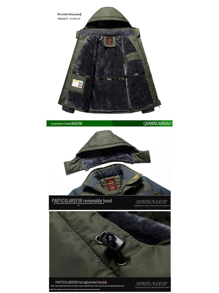 2025 Large-Size Men's Plush Thickened Jackets for Outdoor Sports & Mountaineering - Cold-Proof & Warm.