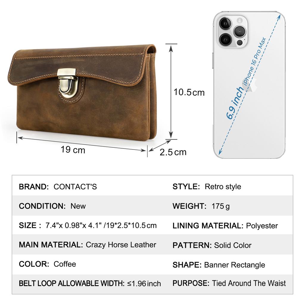 Étui de téléphone en cuir véritable avec clip ceinture Sac de ceinture pour iPhone 17 16 15 14 13 Samsung Galaxy Téléphone portable 5,4-6,9 pouces Pochette Homme