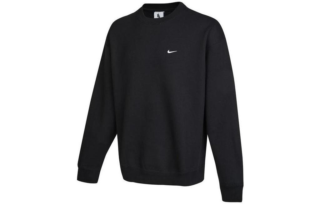 Nike Solo Swoosh Solid Color Pullover Fleece Lined Sweatshirt Men's Bl