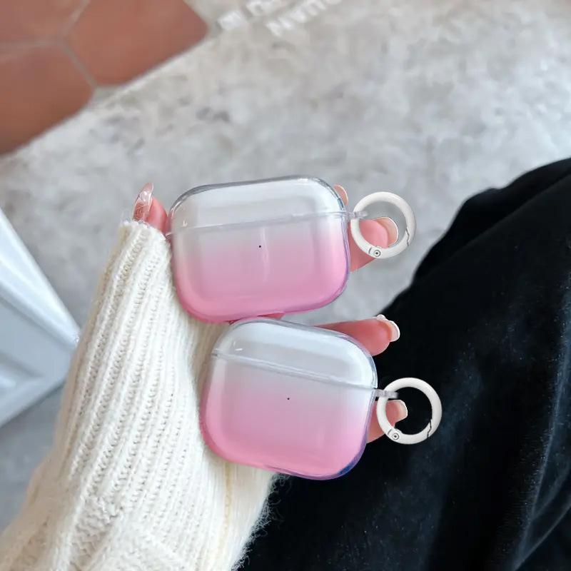 Simple pink gradual change transparent TPU protective case for AirPods 1/1/1, suitable for AirPods Pro