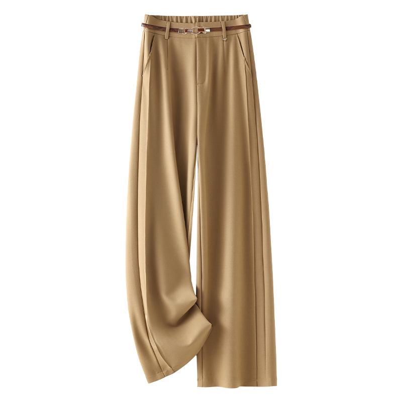 

Бежевые брюки с высокой посадкой и широкими штанинами для женщин - Приталенные, Свободные, Прямого кроя для весны и осени 2025 2XL кофейный